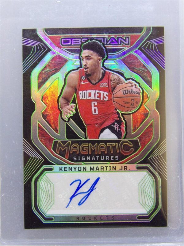 KENYON MARTIN JR 2022-23 PANINI OBSIDIAN MAGMATIC SIGNATURE GREEN AUTO /25