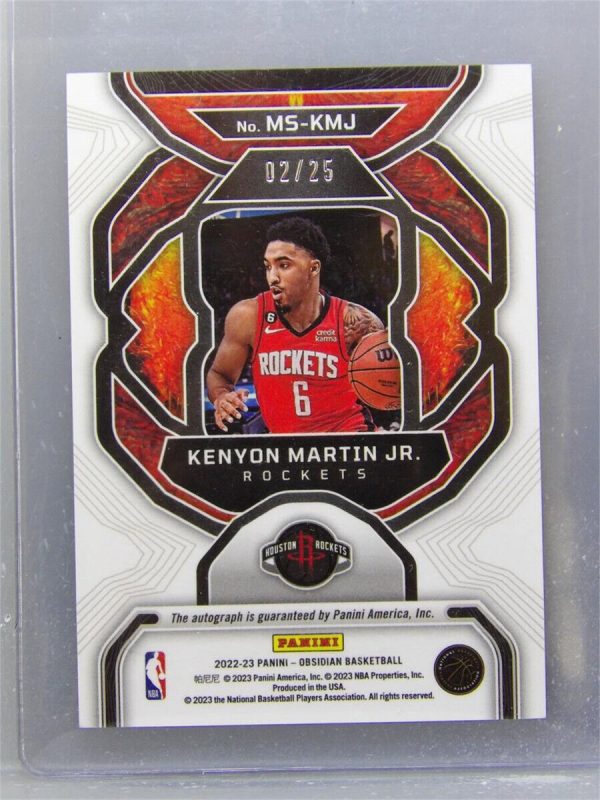 KENYON MARTIN JR 2022-23 PANINI OBSIDIAN MAGMATIC SIGNATURE GREEN AUTO /25