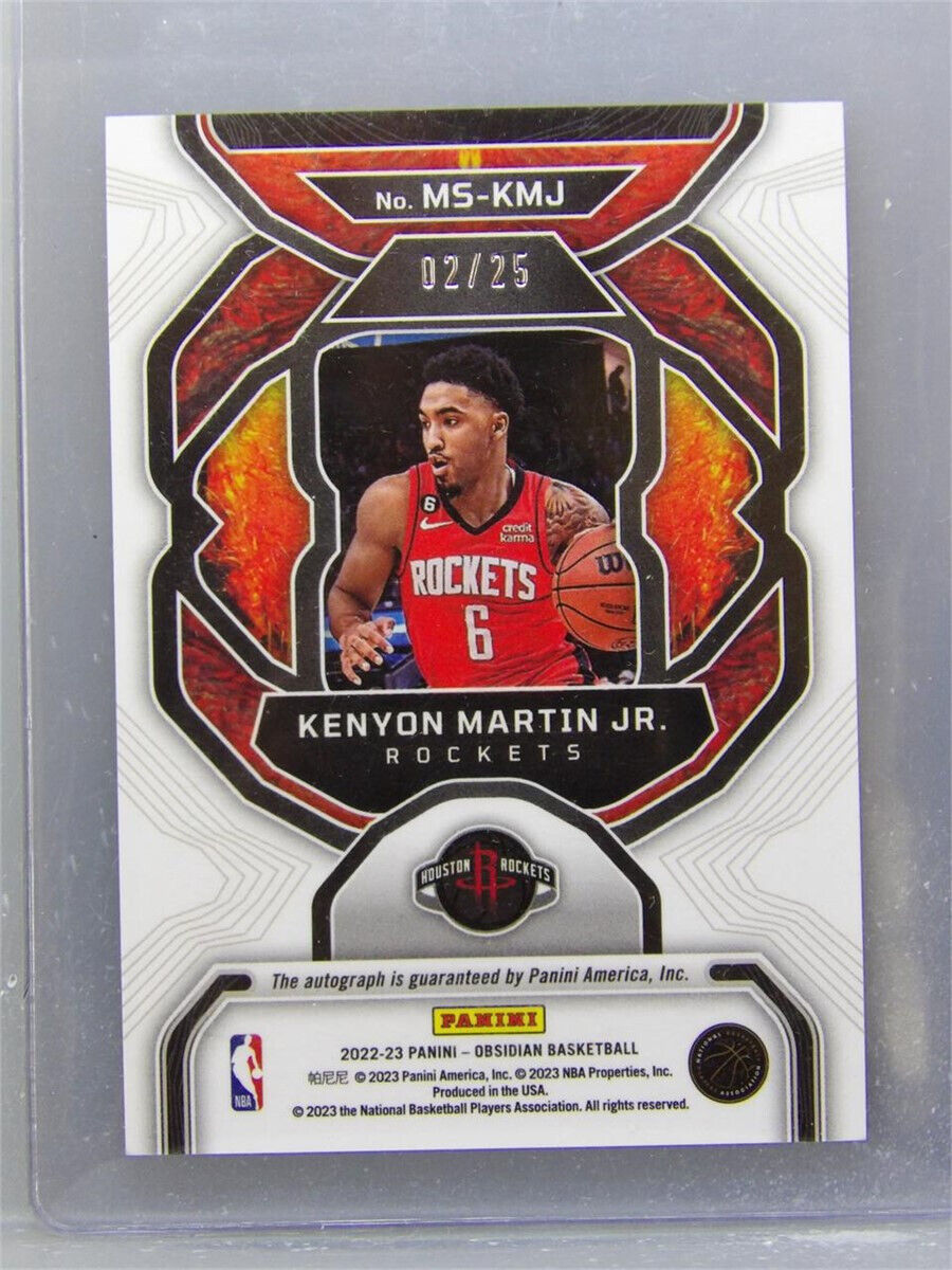 KENYON MARTIN JR 2022-23 PANINI OBSIDIAN MAGMATIC SIGNATURE GREEN AUTO /25