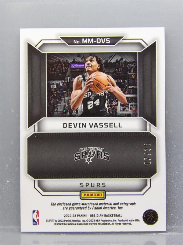 2022-23 Panini Obsidian Matrix Material Patch Auto Devin Vassell /35 (MM-DVS)