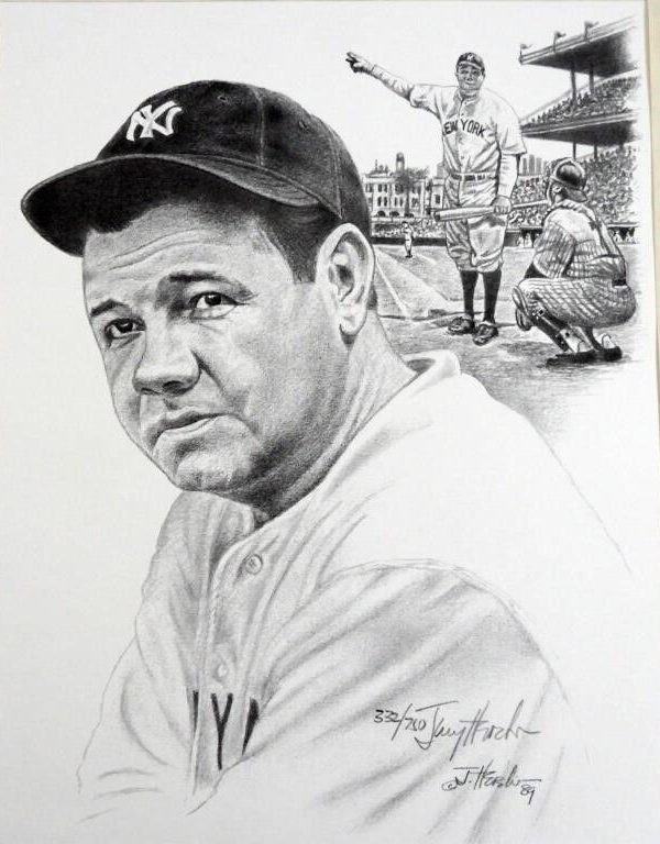 Babe Ruth Calls His Shot Lithograph by Jerry Hersh #332/750