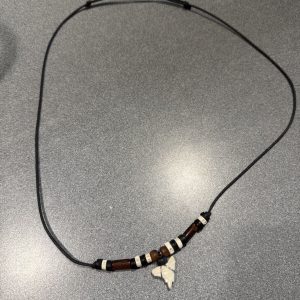 All Natural SHARK TOOTH Expandable Necklace With Wooden & Shark Cartilage Beads