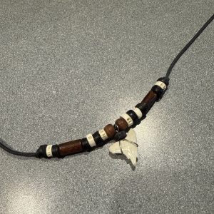 All Natural SHARK TOOTH Expandable Necklace With Wooden & Shark Cartilage Beads