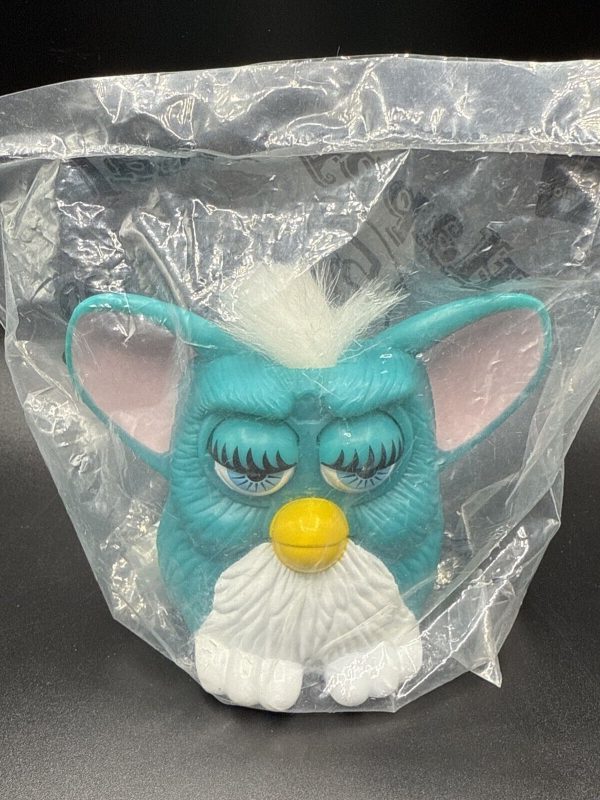 1998 McDonalds Happy Meal Teal Furby White Hair Sealed Original Bag