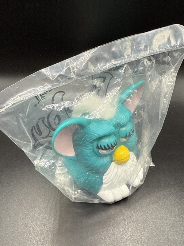 1998 McDonalds Happy Meal Teal Furby White Hair Sealed Original Bag