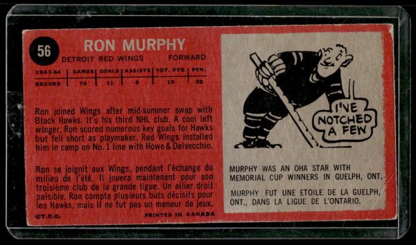 1964-65 Topps Ron Murphy Detroit Red Wings #56