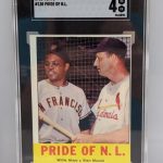 1963 Topps #138 Stan Musial, Willie Mays Pride of NL SGC 4 EX Nice!