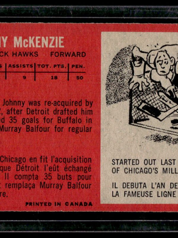 1964-65 TOPPS TALL HOCKEY #30 JOHN MCKENZIE VG-EX CHICAGO BLACK HAWKS Card