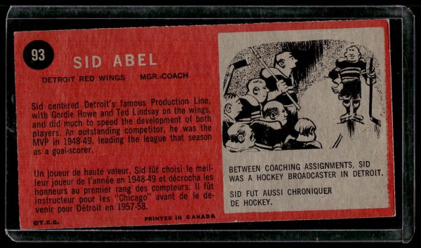 1964-65 TOPPS TALLBOY #93 SID ABEL EX-NM