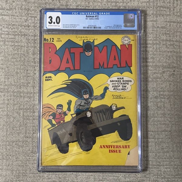 Batman #12 Joker Appearance 1st Mention of What Becomes Bat Cave CGC 3.0 WP 1942