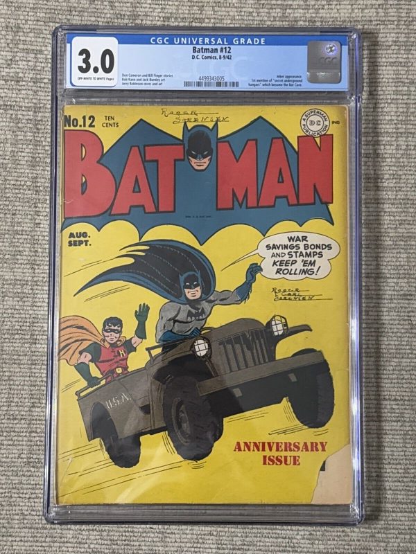 Batman #12 Joker Appearance 1st Mention of What Becomes Bat Cave CGC 3.0 WP 1942