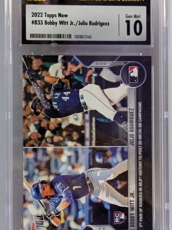 BOBBY WITT JR + JULIO RODRIGUEZ * CSG 10 * 2022 TOPPS NOW DUAL ROOKIE 833 RC