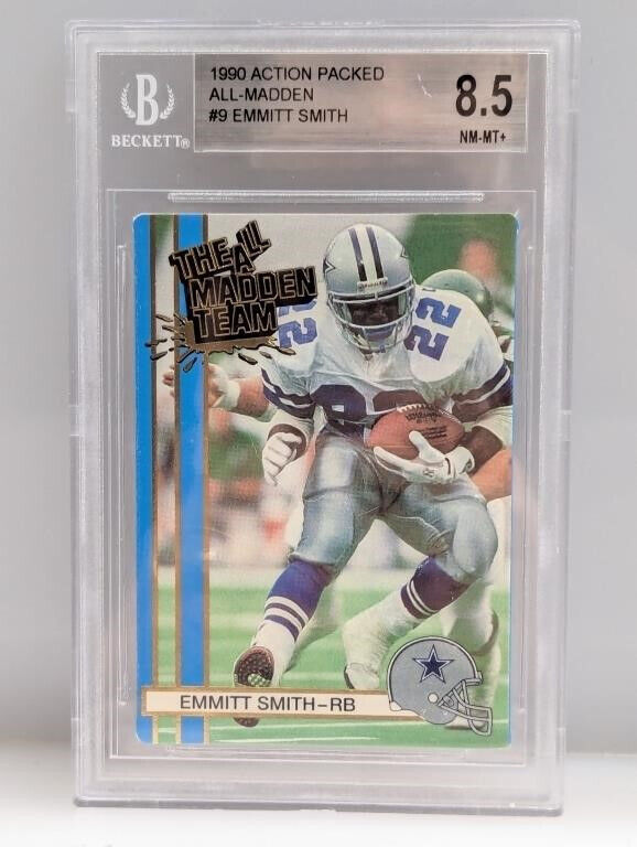 1990 Action Packed Rookie Update Emmitt Smith #34 and BGS 8.5.