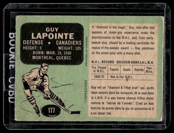 1970-71 OPC 177 Guy Lapointe Montreal Canadiens! ROOKIE! EX *SET BREAK*