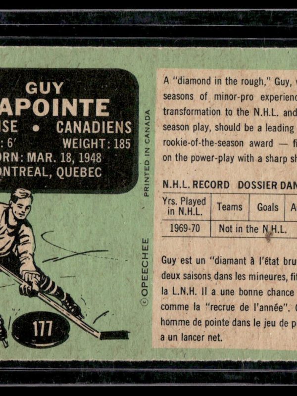 1970-71 OPC 177 Guy Lapointe Montreal Canadiens! ROOKIE! EX *SET BREAK*