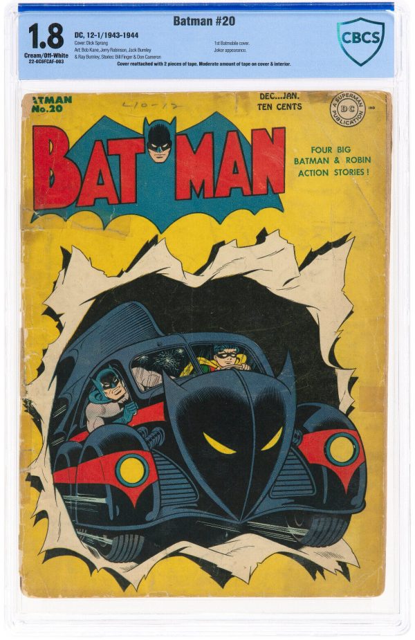 1943 D.C. Comics Batman #20 CBCS 1.8 First Batmobile Cover Joker Appearance!