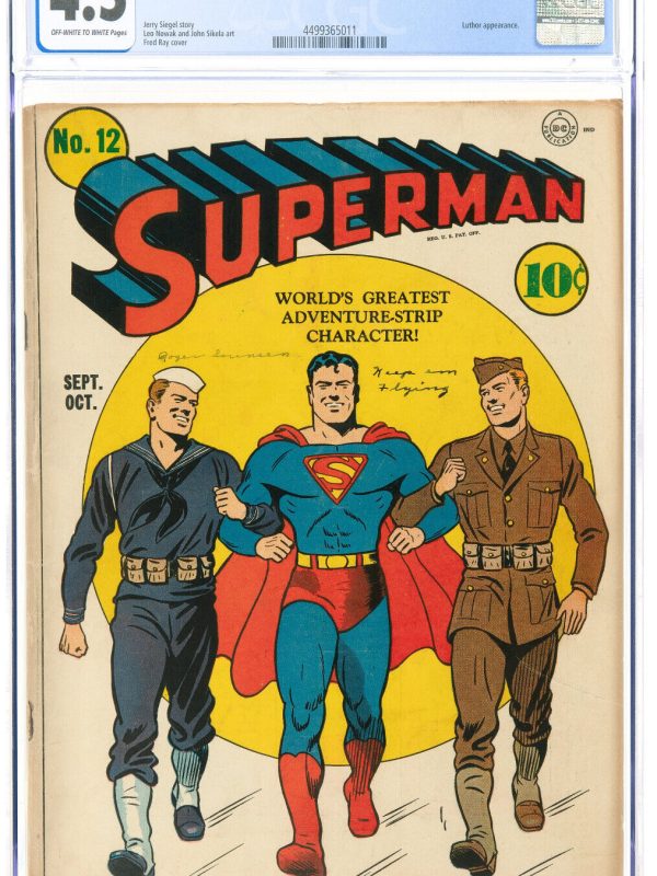 Superman #12 CGC 4.5 Lex Luthor 1941 WWII Army Navy Military RARE Classic