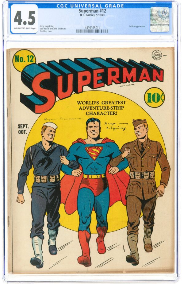 Superman #12 CGC 4.5 Lex Luthor 1941 WWII Army Navy Military RARE Classic