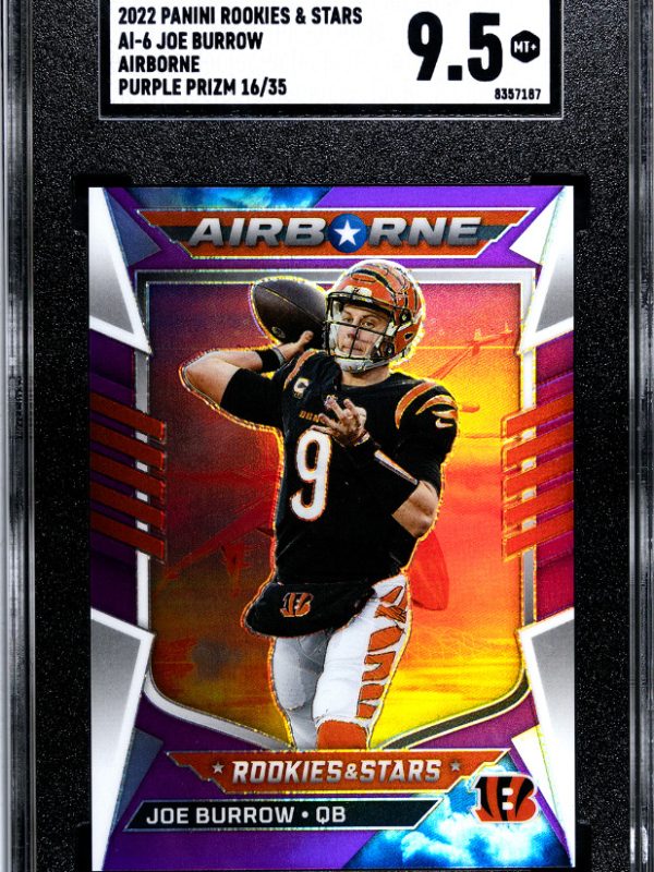 2022 Rookies and Stars Joe Burrow Airborne Purple Prizm /35 Bengals SGC 9.5 NM!