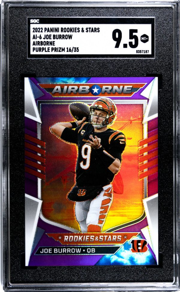 2022 Rookies and Stars Joe Burrow Airborne Purple Prizm /35 Bengals SGC 9.5 NM!