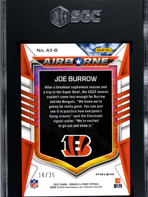 2022 Rookies and Stars Joe Burrow Airborne Purple Prizm /35 Bengals SGC 9.5 NM!