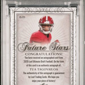 2020 Tua Tagovailoa Leaf Ultimate Draft Future Stars SP #’d /50 Auto RC PSA 9 MT