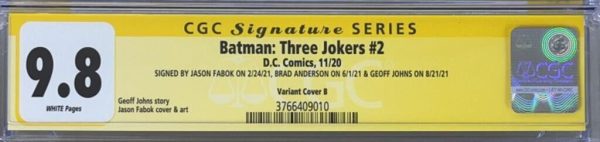 Batman: Three Jokers #2 (2020) CGC 9.8 DC 1:25 VARIANT COVER B Signature Series