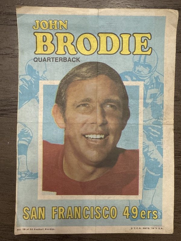 1971 TOPPS NFL Football #18 John Brodie San Francisco 49ers Pin Ups Poster EX