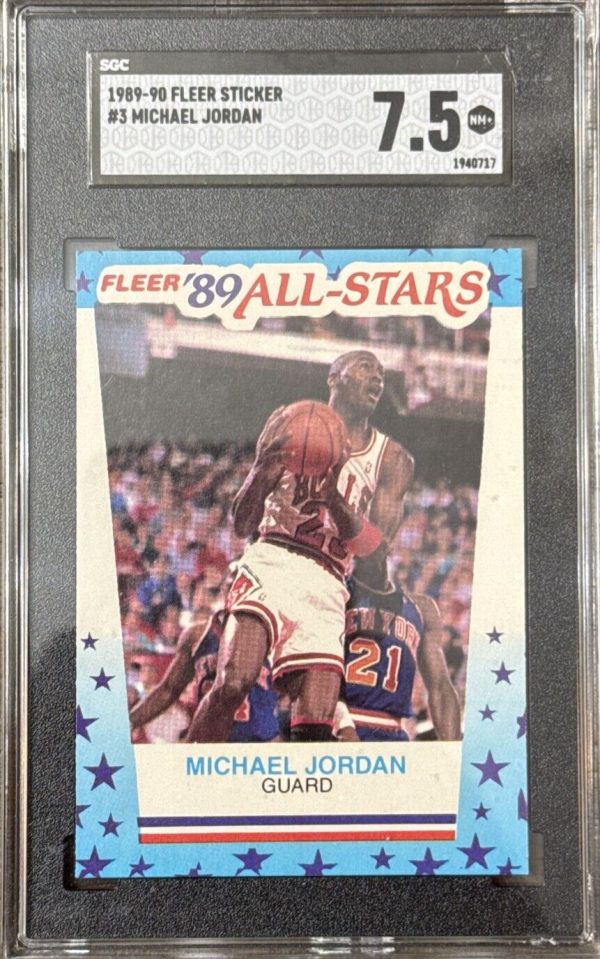 1989 FLEER STICKER MICHAEL JORDAN #3 SGC 7.5 NEAR MINT CHICAGO BULLS ICON HOF