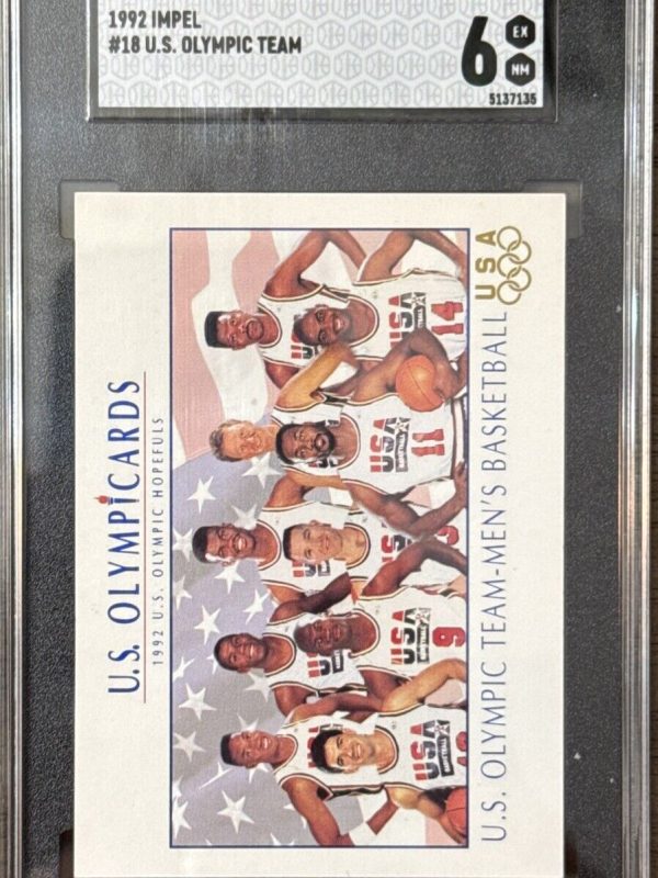 1992 Impel Olympicards #18 U.S Olympic Team Men's Basketball SGC 6 NM JORDAN
