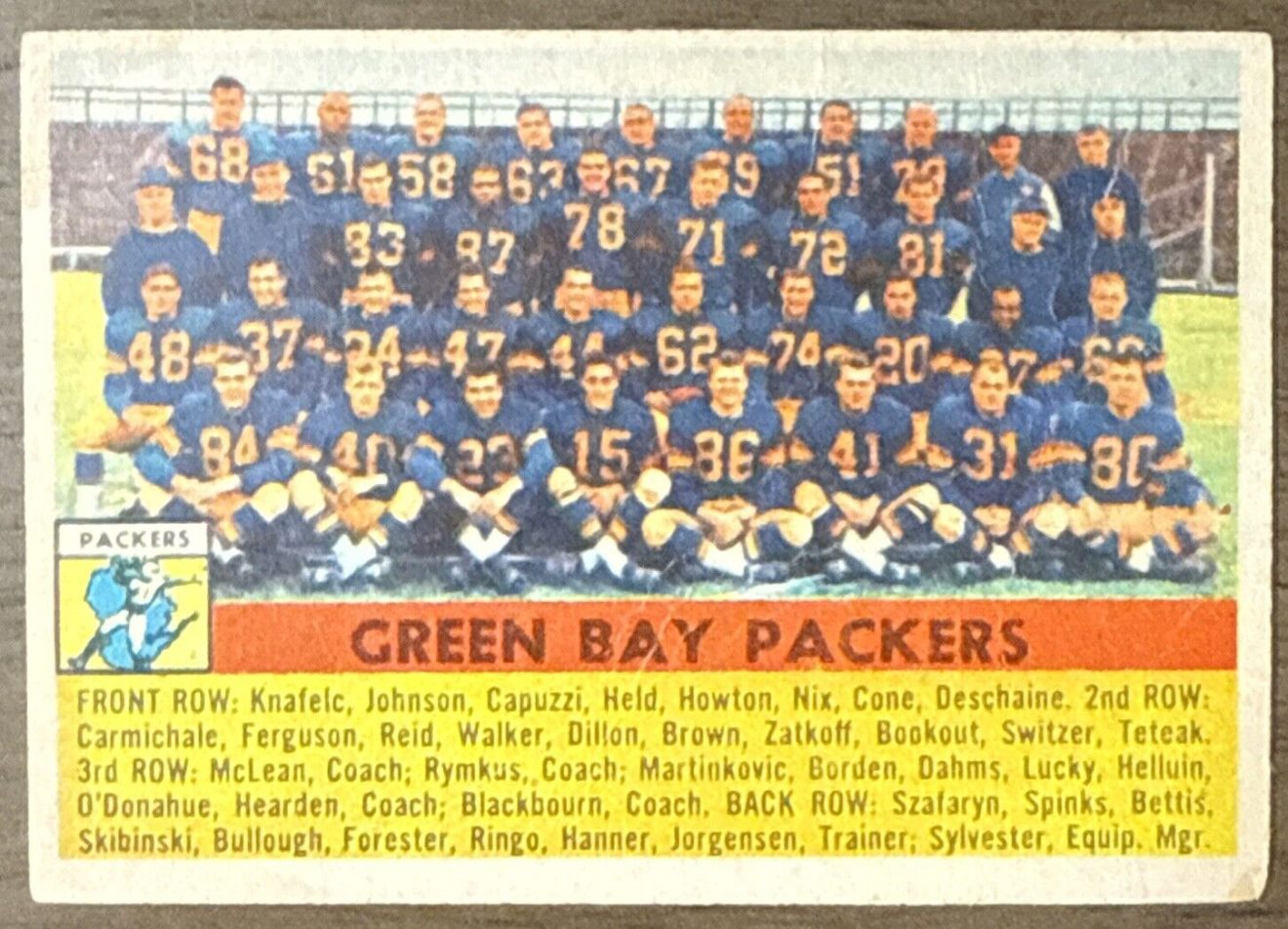 1956 TOPPS FOOTBALL #7 GREEN BAY PACKERS TEAM JIM RINGO HOF NICE!!