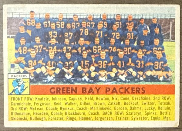 1956 TOPPS FOOTBALL #7 GREEN BAY PACKERS TEAM JIM RINGO HOF NICE!!