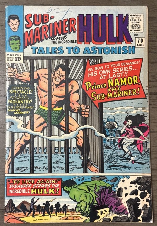 TALES TO ASTONISH # 70 - (VF) -1ST SUB-MARINER & HULK FEATURE-WARLORD KRANG