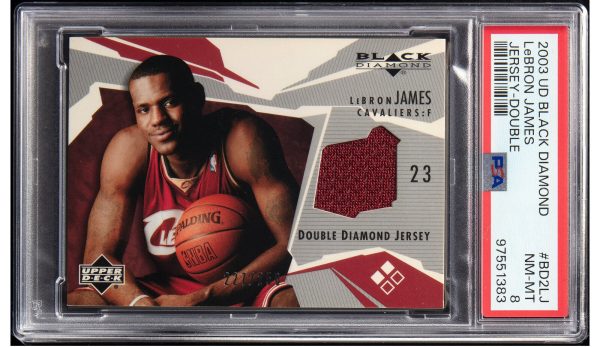 2003 Lebron James Rookie Jersey Card UD Double Black Diamond PSA Graded 8 #/250