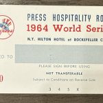 Yankees 1964 World Series Press Hospitality Room Ticket NY Mickey Mantle MINT