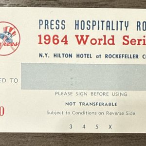 Yankees 1964 World Series Press Hospitality Room Ticket NY Mickey Mantle MINT