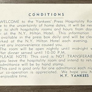 Yankees 1964 World Series Press Hospitality Room Ticket NY Mickey Mantle MINT
