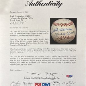 500 Home Run Club Multi-Signed Baseball, PSA/DNA NM-MT+ 8.5 Mantle, Mays & More!