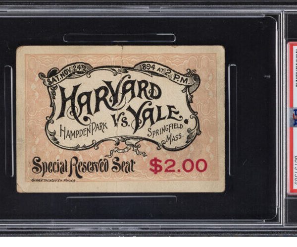 1894 Harvard vs. Yale "Bloodbath in Hampden Park" Football Ticket Stub PSA 2