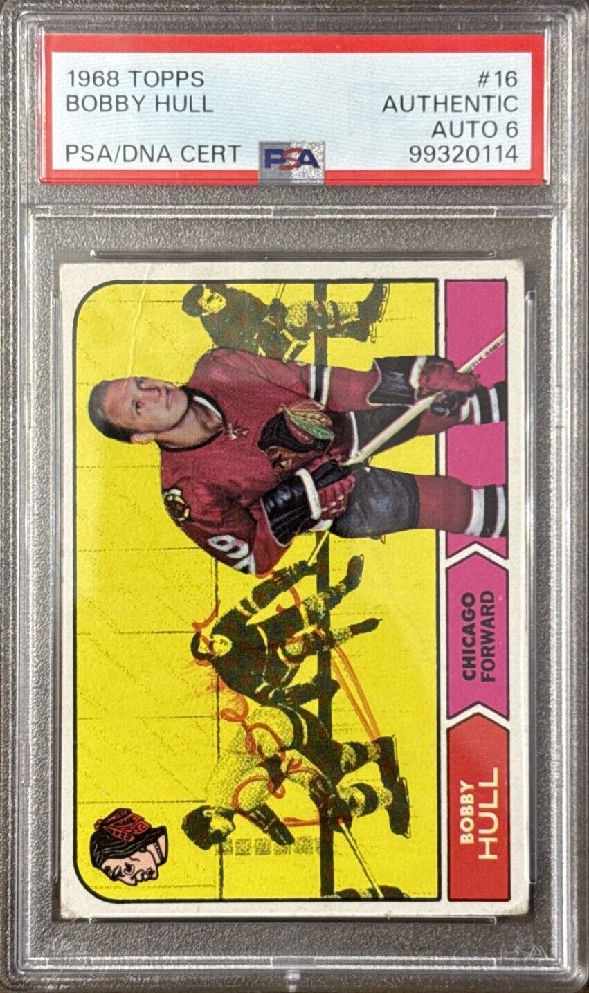 1968-69 OPC O Pee Chee#16 Bobby Hull HOF PSA 6 EX-NM Auto Signed Card