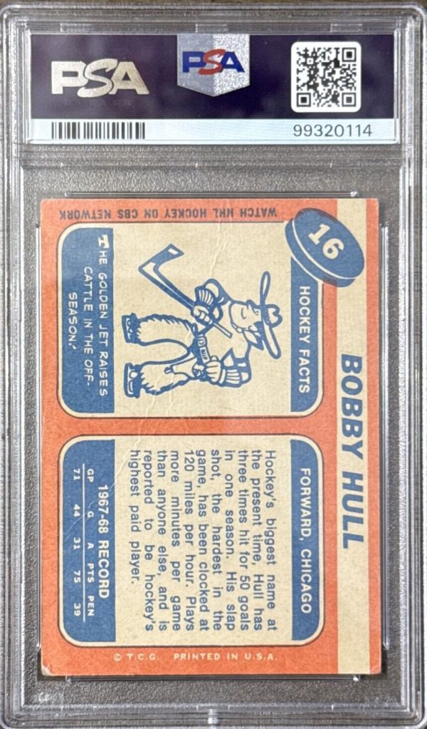 1968-69 OPC O Pee Chee#16 Bobby Hull HOF PSA 6 EX-NM Auto Signed Card