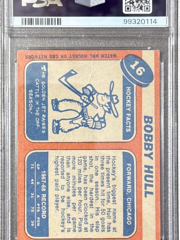 1968-69 OPC O Pee Chee#16 Bobby Hull HOF PSA 6 EX-NM Auto Signed Card