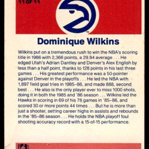 1986-87 Fleer Sticker Set-Break # 11 Dominique Wilkins NM