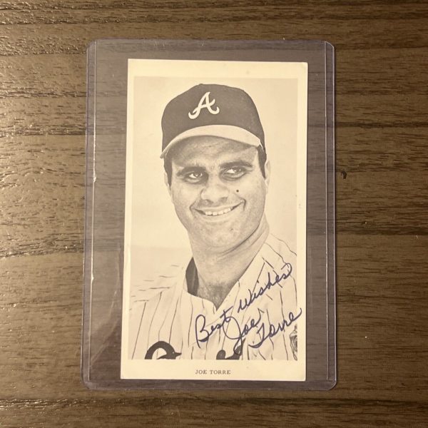 Joe Torre Signed Black And White Photo Card Inscribed Best Wishes