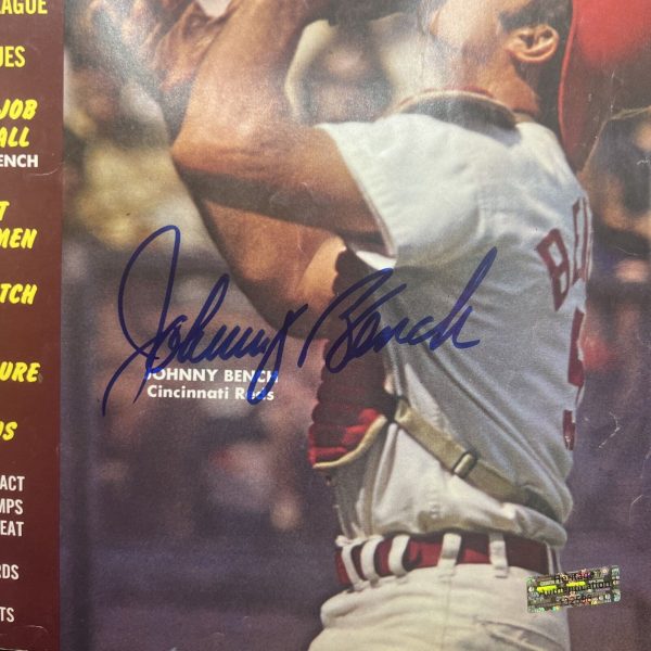 Johnny Bench Cincinnati Reds Autographed 1973 Magazine With Certification