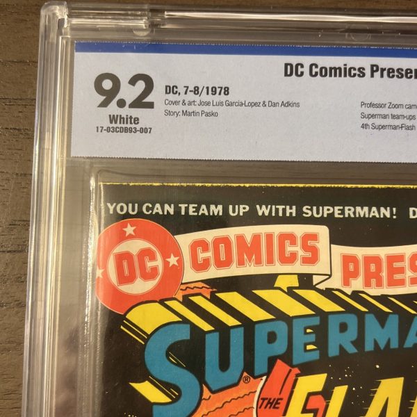 🔥 DC COMICS PRESENTS #1 (8/1978) CBCS 9.2 NM+ White Pages SUPERMAN AND FLASH
