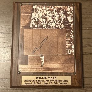 Willie Mays “The Catch” Signed 8x10 Photo Plaque With COA