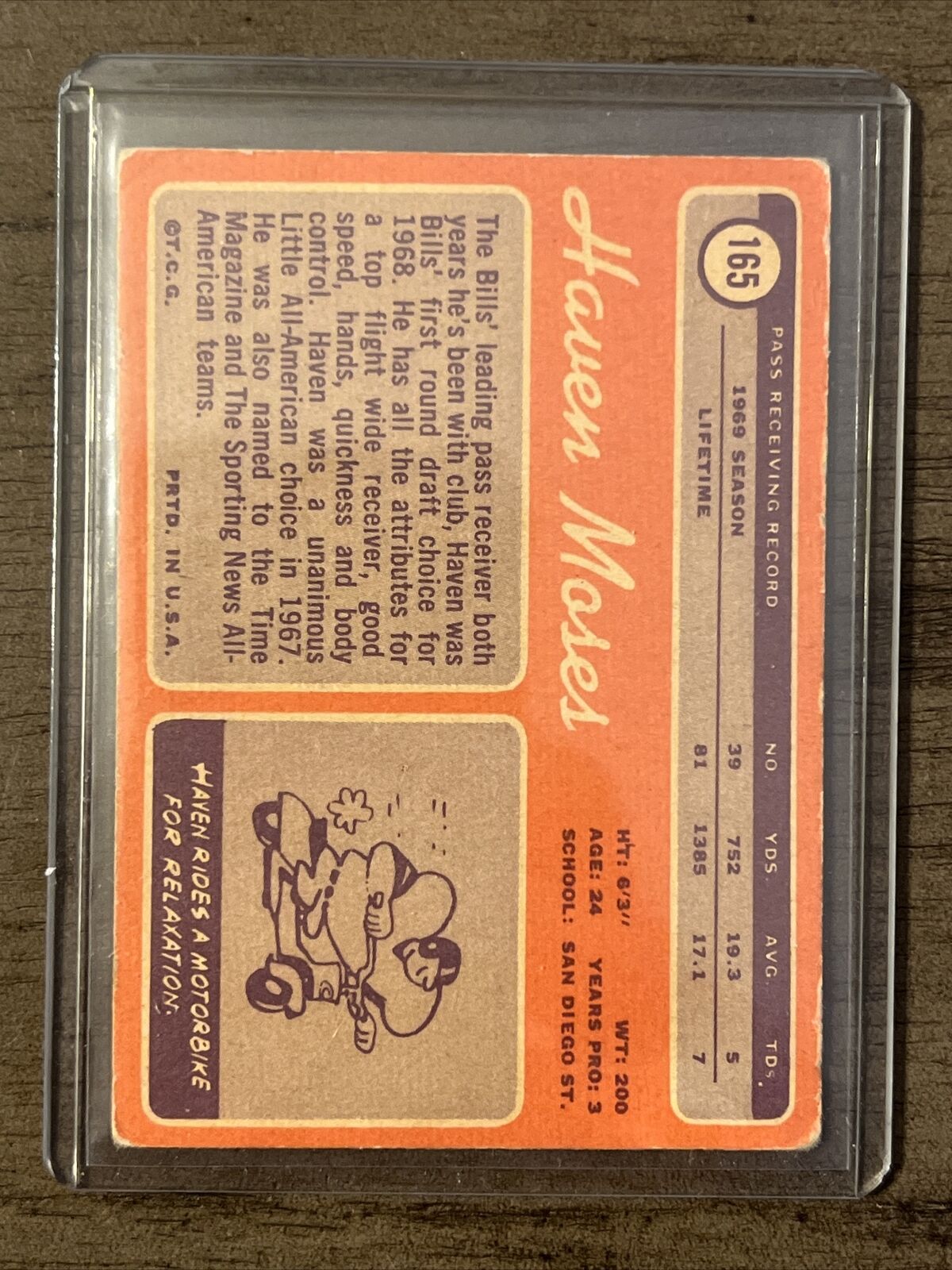 1970 TOPPS FOOTBALL #165 HAVEN MOSES (EXCELLENT) MINT