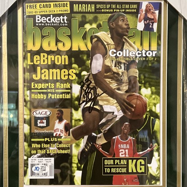 Lebron James Signed & Framed 2002 Beckett Magazine St Vincent St Mary With COA