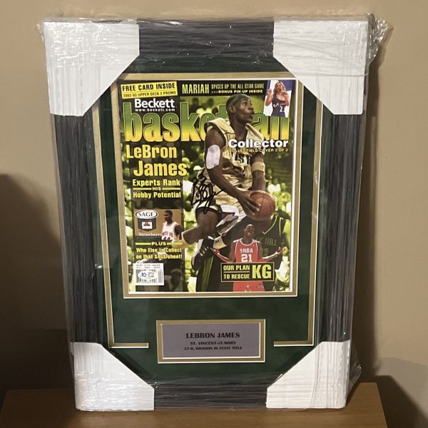 Lebron James Signed & Framed 2002 Beckett Magazine St Vincent St Mary With COA